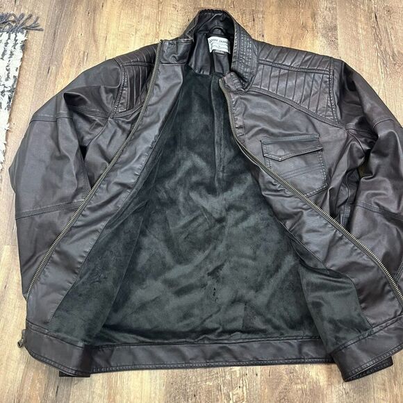 Cody James Leather Moto Distressed Brown Jacket Full Zip Western Men's XL Lined - Picture 4 of 11